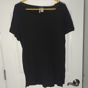 H&M Divided Open/Low Collar Stich Black Tee Shirt